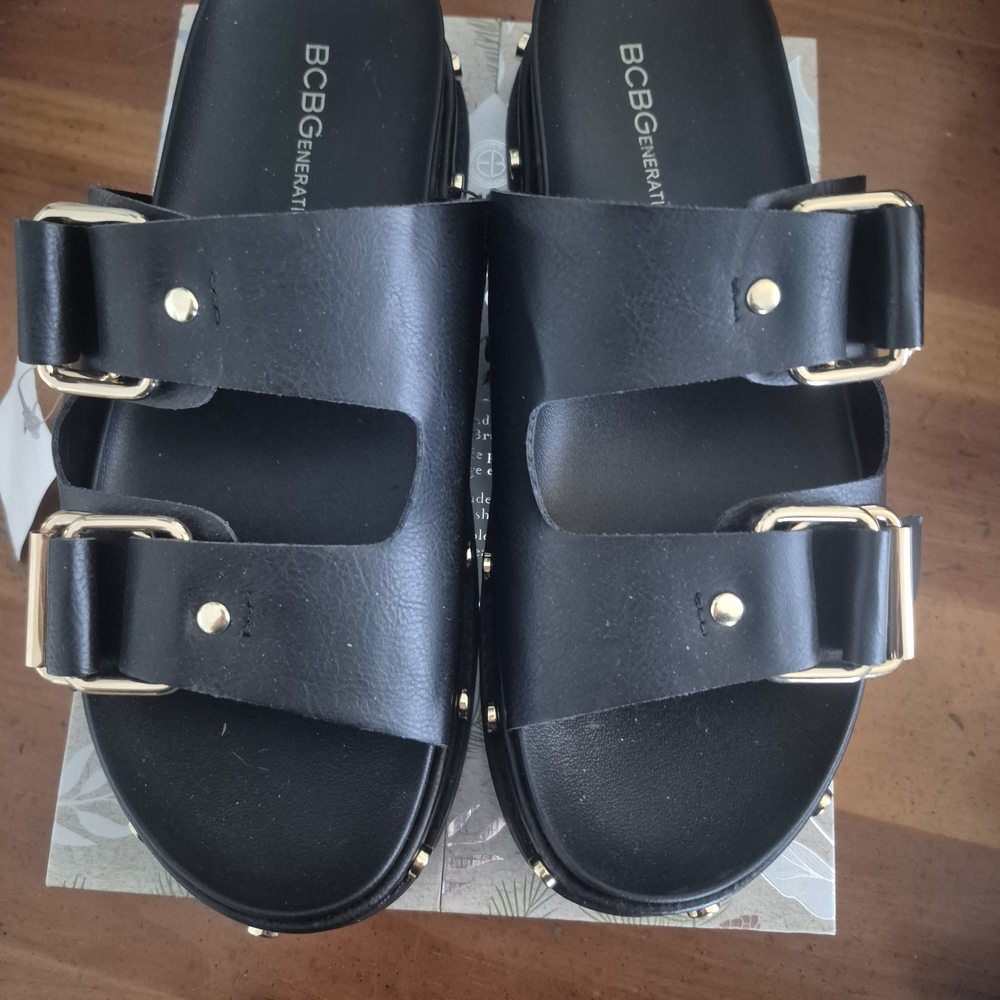 BCBGeneration Black Slide Sandals